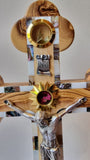 Hand Made Olive Wood & Mother Of Pearl Crucifix From Jerusalem ,The Holy Land