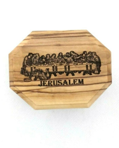 Hand Made Engraved Last Supper Olive Wood Rosary/Jewellery Box