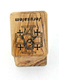 Hand Made Engraved Jerusalem Cross & Christ face Olive Wood Rosary/Jewellery Box