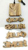 Hand Made Olive Wood Holy Family God bless our home wall hanging