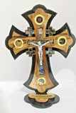 Hand Made Olive Wood & Mother Of Pearl Jerusalem Cross Crucifix From Jerusalem,The Holy Land