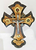 Hand Made Olive Wood & Mother Of Pearl Jerusalem Cross Crucifix From Jerusalem,The Holy Land