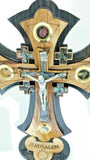 Hand Made Olive Wood & Mother Of Pearl Jerusalem Cross Crucifix From Jerusalem,The Holy Land