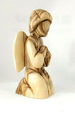 Hand Made Olive Wood Small Praying Angel Statue, Made in Bethlehem,The Holy Land