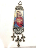 Immaculate Heart Of Mary Fabric Cloth Icon Banner Textile Art, Wall / Door / Car Hanging
