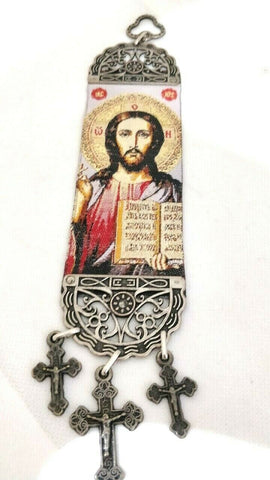 Jesus Christ Fabric Cloth Icon Banner Textile Art, Wall / Car Hang