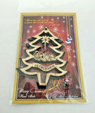 Handmade Olive Wood Christmas Tree Shape Ornament with Baby Jesus and Bethlehem