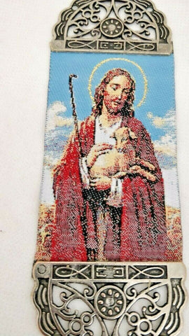 Christ The Good Shepherd Fabric Cloth Icon Banner Textile Art, Wall / Car Hang