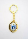 Our Lady of Grace Golden Keyring, Rotating Centre, engraved Jerusalem.