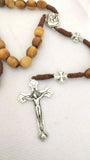 Olive Wood strong brown corded Rosary Beads with Jerusalem Soil, Plenty info in description