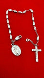 Stunning Silver Single Decade Rosary Beads Bracelet with Icon. Please Read Description