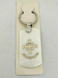 Golden Jerusalem Cross Mother of Pearl Keyring, Please read description