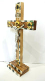 Hand Made Olive Wood & Mother Of Pearl Crucifix From Bethlehem,The Holy Land