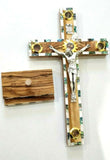 Hand Made Olive Wood & Mother Of Pearl Crucifix From Bethlehem,The Holy Land