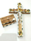 Hand Made Olive Wood & Mother Of Pearl Crucifix From Bethlehem,The Holy Land