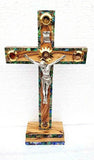 Hand Made Olive Wood & Mother Of Pearl Crucifix From Bethlehem,The Holy Land