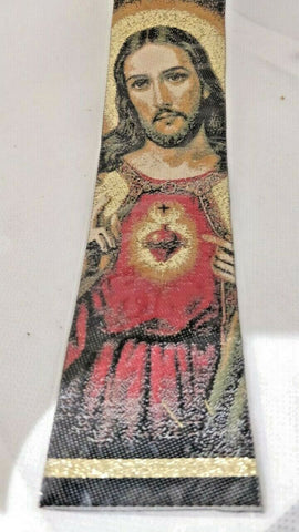 Sacred Heart of Jesus Miniature Woven Carpet Bookmark. Absolutely Beautiful