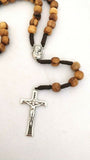 Olive Wood strong brown corded Rosary Beads with Jerusalem Soil. please read description, its worth it