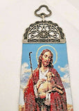 Christ The Good Shepherd Fabric Cloth Icon Banner Textile Art, Wall / Car Hang