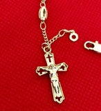 Stunning Silver & Gold Plated Single Decade Rosary Beads Bracelet with Icon.