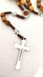 Olive Wood strong brown corded Rosary Beads with Jerusalem Soil, Plenty info in description