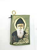 Saint Charbel Tapestry Rosary / Bible or Church Bag or Purse / with zip & Handle