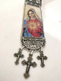 Immaculate Heart Of Mary Fabric Cloth Icon Banner Textile Art, Wall / Door / Car Hanging
