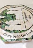 Hand Crafted Mother Of Pearl Bethlehem Christmas Crib / Nativity Wall Plaque / Glory be to God Prayer