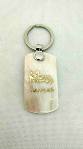 Golden Jerusalem City Mother of Pearl Keyring, Please read description