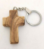 Jesus INRI engraved on Olive Wood Cross, Key Chain , Blessings from Jerusalem.