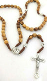 Olive Wood strong brown corded Rosary Beads with Jerusalem Soil, Plenty info in description