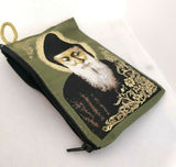 Saint Charbel Tapestry Rosary / Bible or Church Bag or Purse / with zip & Handle