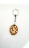 Hand Made Olive Wood Engraved Jesus Head Crown of Thorns Keyring, From Jerusalem, The Holy Land