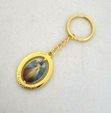 Divine Mercy Golden Keyring, Rotating Centre, engraved Jerusalem. from Holy Land