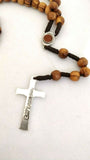 Olive Wood strong brown corded Rosary Beads with Jerusalem Soil. please read description, its worth it