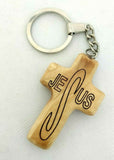 Jesus Name engraved on Olive Wood Cross, Key Chain , Blessings from Jerusalem.