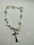 Mother of Pearl Bracelet Rosary/ Single-Decade Chaplet Rosary / Free booklet
