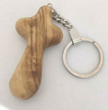 I love Jerusalem Olive Wood Comfort Cross Key Chain, Blessings from Jerusalem.