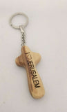 I love Jerusalem Olive Wood Comfort Cross Key Chain, Blessings from Jerusalem.