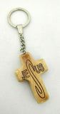 Jesus Name engraved on Olive Wood Cross, Key Chain , Blessings from Jerusalem.