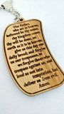 Hand made Olive Wood Laser Engraved Lord's Prayer Keychain
