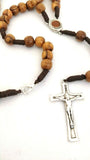 Olive Wood strong brown corded Rosary Beads with Jerusalem Soil. please read description, its worth it