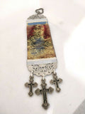 Immaculate Heart Of Mary Fabric Cloth Icon Banner Textile Art, Wall / Door / Car Hanging