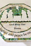Hand Crafted Mother Of Pearl Bethlehem Christmas Crib / Nativity Wall Plaque / Glory be to God Prayer