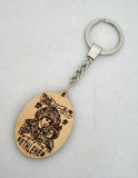 Hand Made Olive Wood Engraved Bethlehem Virgin Mary Keyring, From The Holy Land