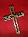 Hand Made Olive Wood Jesus Name Carved Cross Wall Hanging from Bethlehem,Israel