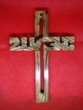 Hand Made Olive Wood Jesus Name Carved Cross Wall Hanging from Bethlehem,Israel