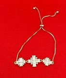 Stunning Gold Plated and Zircons Classic Jerusalem Cross Blessed Bracelet. please read description.