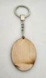 Hand Made Olive Wood Engraved Jesus Head Crown of Thorns Keyring, From Jerusalem, The Holy Land
