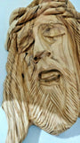Hand Carved Olive Wood Face Of Christ with Crown of Thorns Wall Hanging